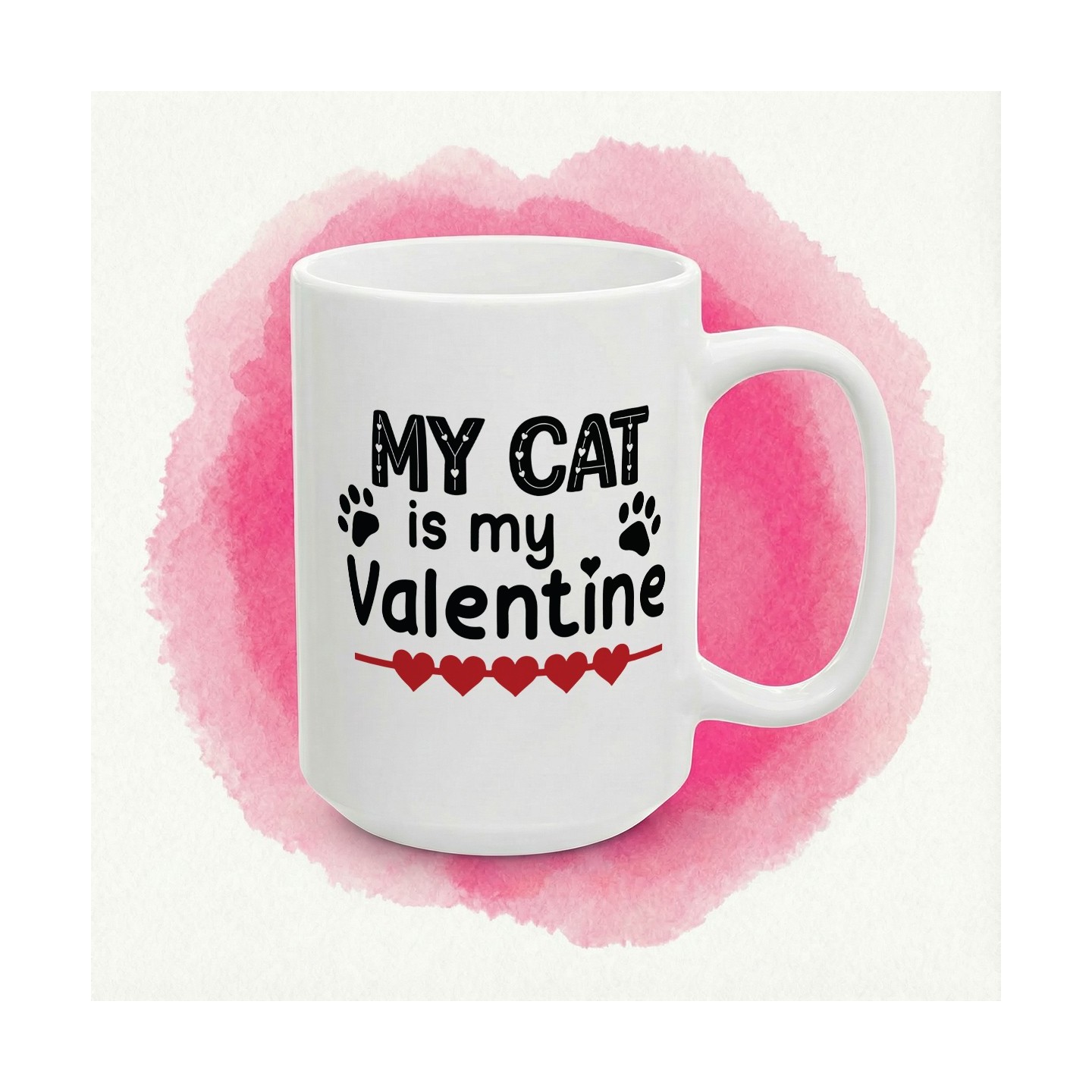 Kubek „My Cat is my Valentine” - walentynkowa miłość z kocimi łapkami