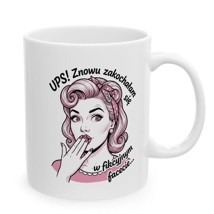 Kubek z nadrukiem o zakochaniu w fikcyjnym facecie | Wręcz Wspaniale