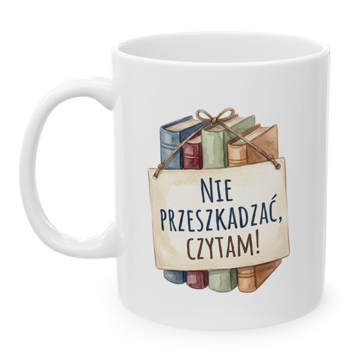 Kubek z nadrukiem Nie przeszkadzać, czytam! dla miłośniczki książek | Wręcz Wspaniale