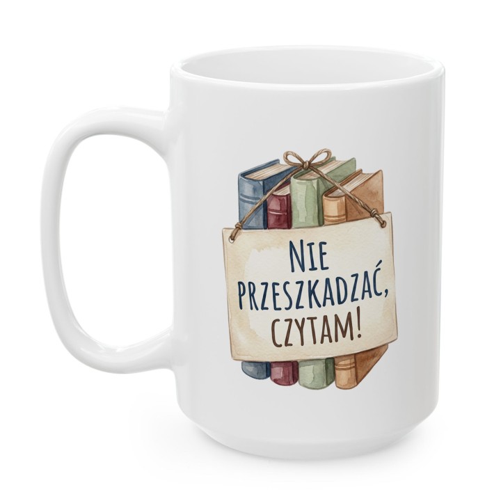 Kubek z nadrukiem Nie przeszkadzać, czytam! dla miłośniczki książek | Wręcz Wspaniale