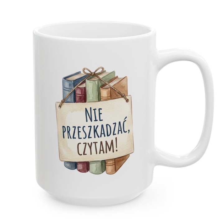 Kubek z nadrukiem Nie przeszkadzać, czytam! dla miłośniczki książek | Wręcz Wspaniale