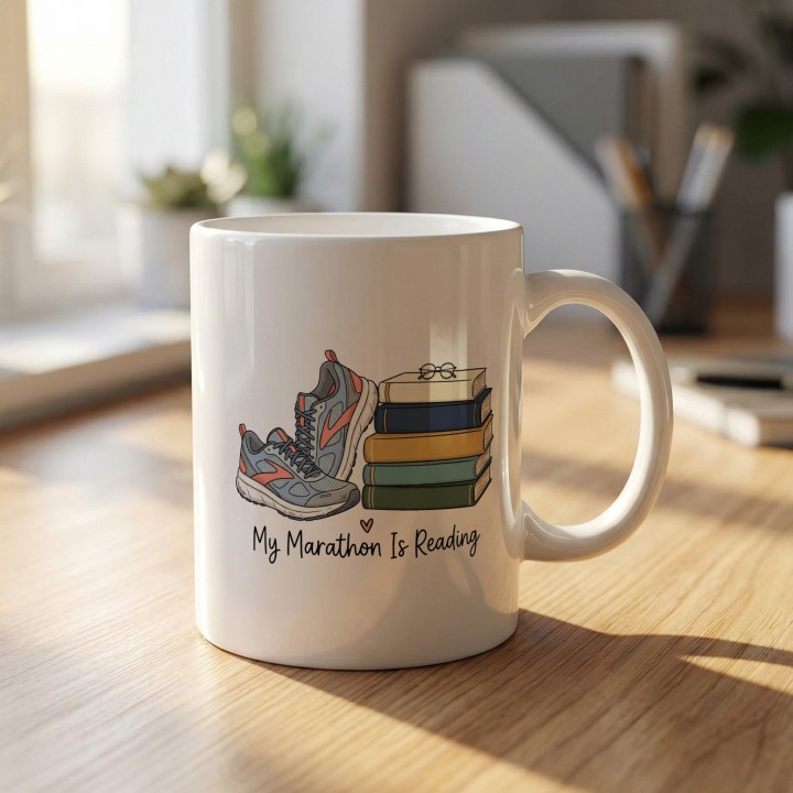 Kubek z nadrukiem dla bookworma jako prezent dla fana książek i długich lektur