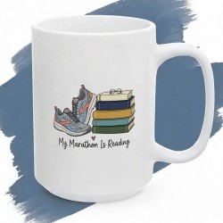 Kubek z nadrukiem „My Marathon Is Reading” dla miłośnika książek