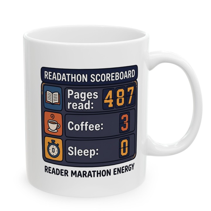 Kubek z nadrukiem My Marathon Is Reading dla miłośnika książek | Wręcz Wspaniale