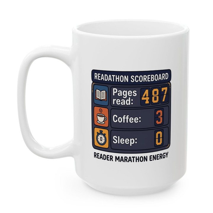Kubek z nadrukiem My Marathon Is Reading dla miłośnika książek | Wręcz Wspaniale