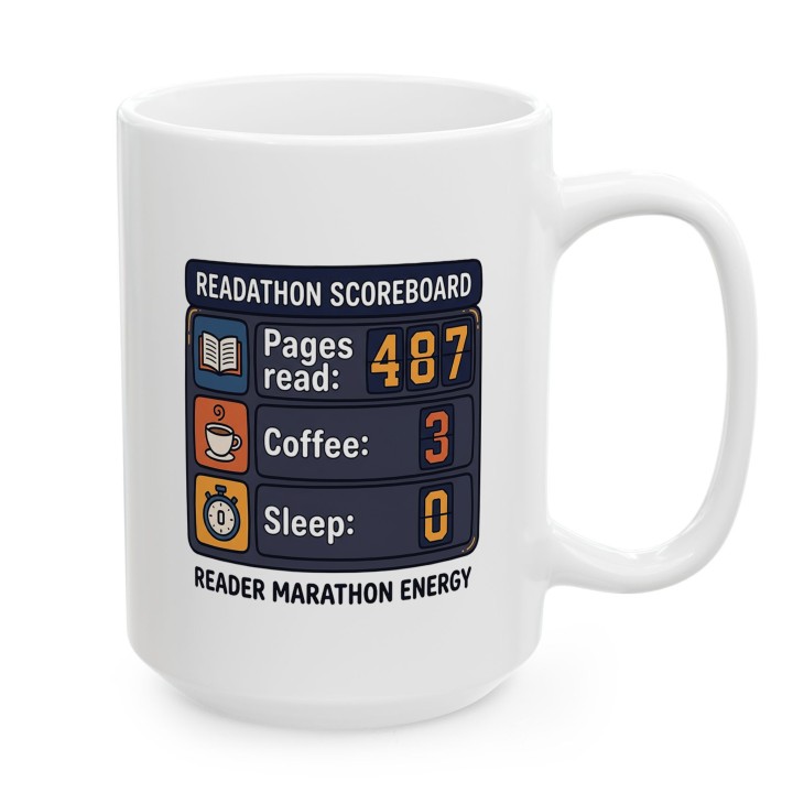 Kubek z nadrukiem My Marathon Is Reading dla miłośnika książek | Wręcz Wspaniale
