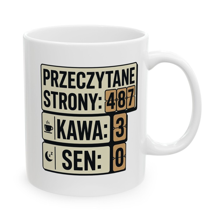 Kubek z nadrukiem Przeczytane strony kawa sen dla miłośnika książek | Wręcz Wspaniale
