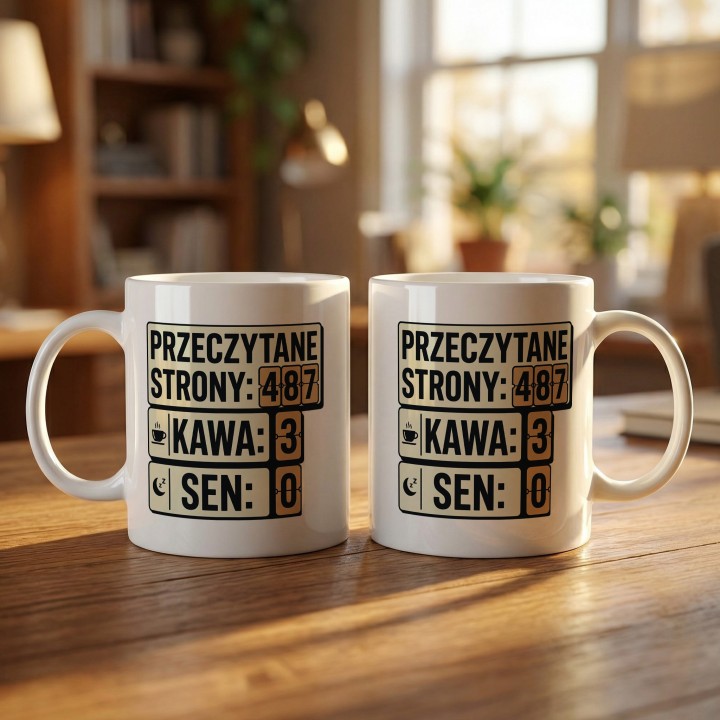 Kubek dla miłośniczki książek z zabawnym napisem o maratonie czytania