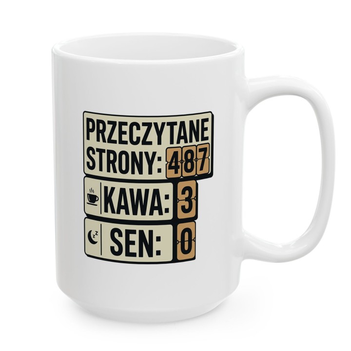 Kubek z nadrukiem Przeczytane strony kawa sen dla miłośnika książek | Wręcz Wspaniale