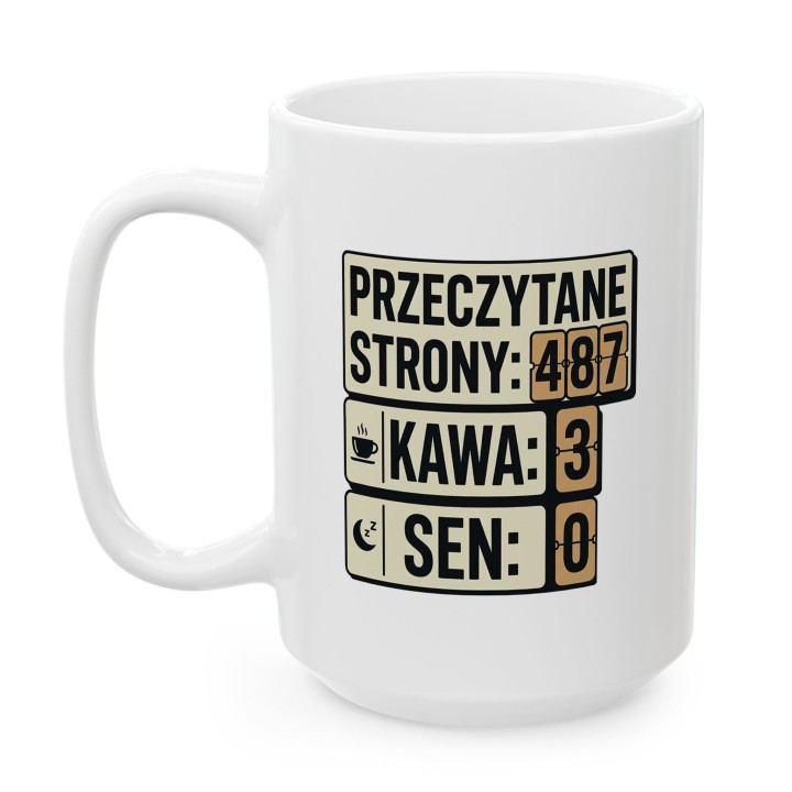 Kubek z nadrukiem Przeczytane strony kawa sen dla miłośnika książek | Wręcz Wspaniale