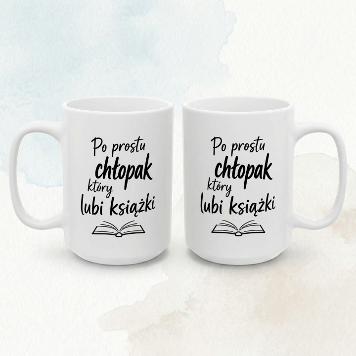 Kubek z książkowym nadrukiem dla chłopaka, który kocha czytać dobre historie