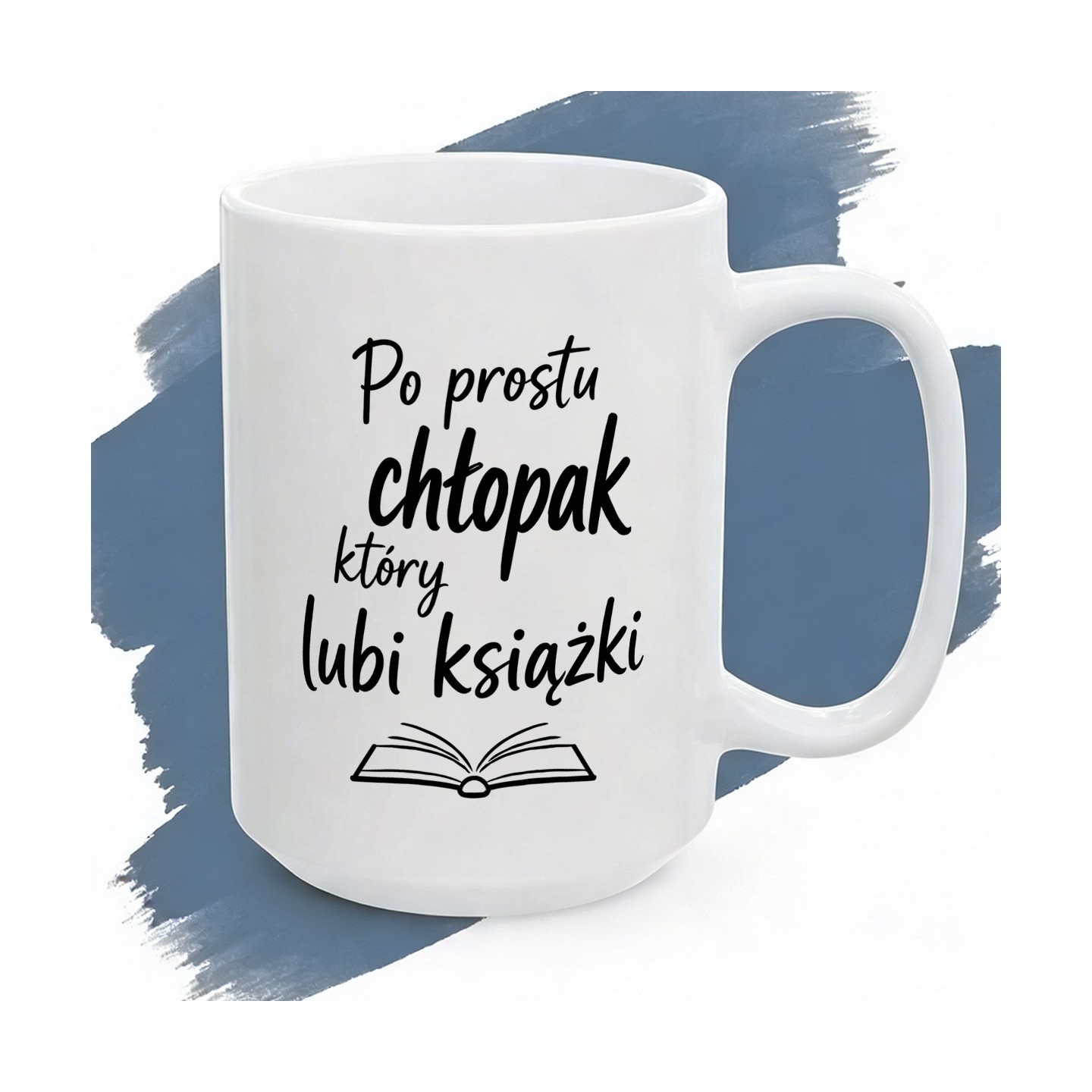 Biały kubek z nadrukiem Po prostu chłopak który lubi książki dla miłośnika czytania