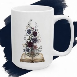 Kubek z nadrukiem z motywem nocnego ogrodu książek