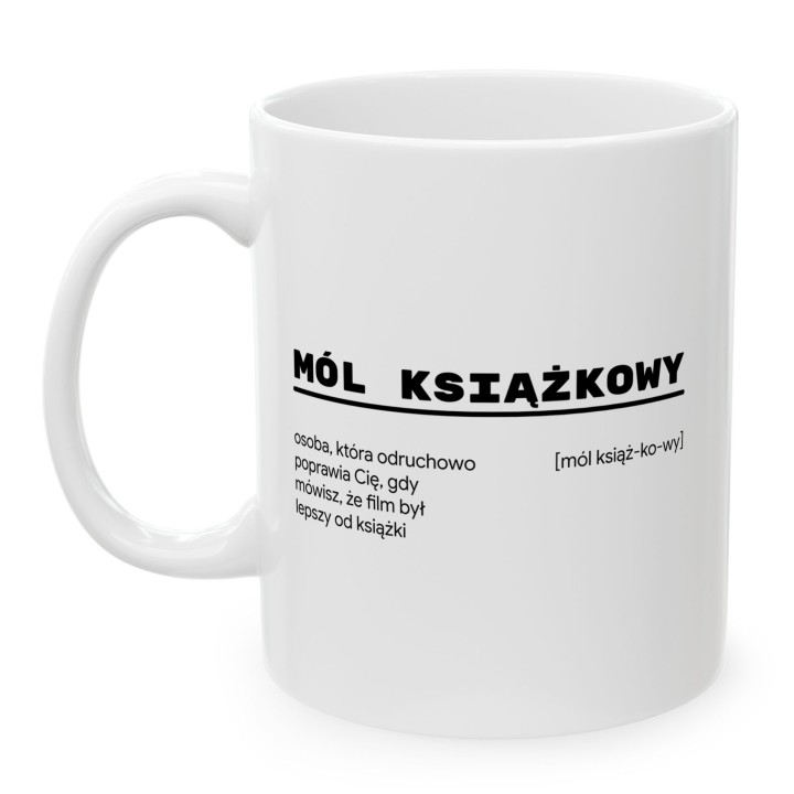 Kubek z nadrukiem Mól książkowy dla miłośnika książek | Wręcz Wspaniale