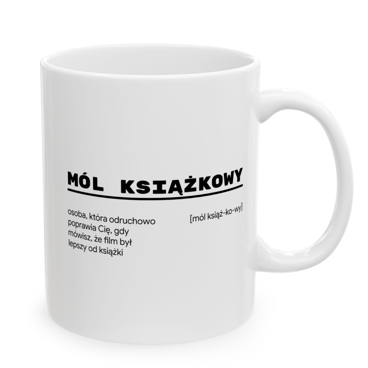 Kubek z nadrukiem Mól książkowy dla miłośnika książek | Wręcz Wspaniale
