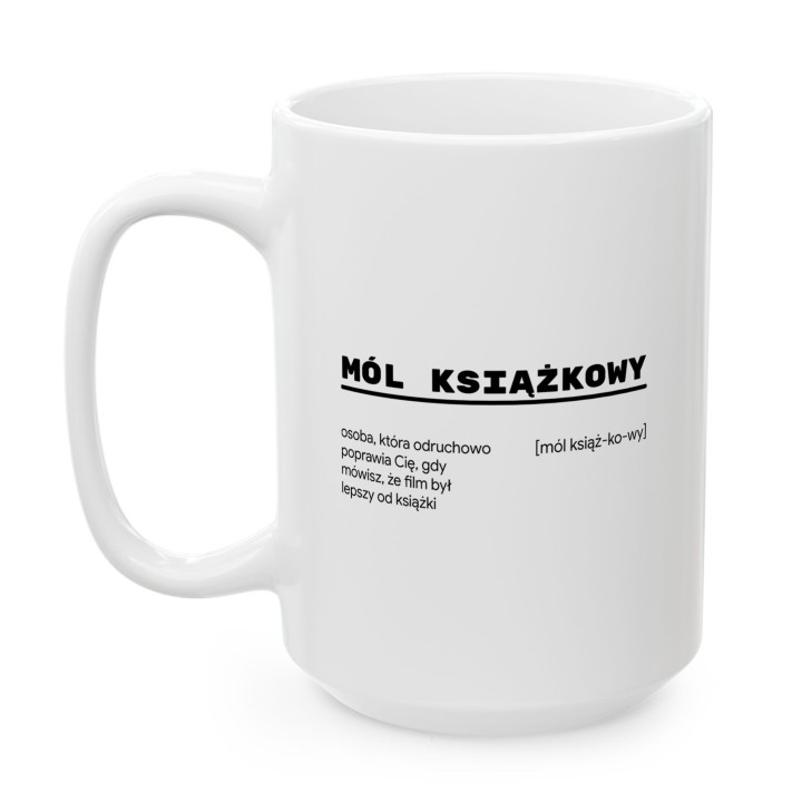 Kubek z nadrukiem Mól książkowy dla miłośnika książek | Wręcz Wspaniale