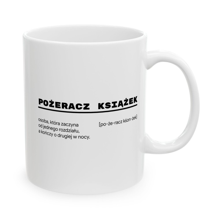 Kubek z nadrukiem Pożeracz książek dla miłośnika czytania | Wręcz Wspaniale