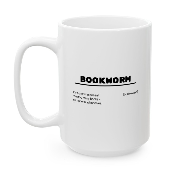 Kubek z nadrukiem Bookworm dla miłośnika książek | Wręcz Wspaniale
