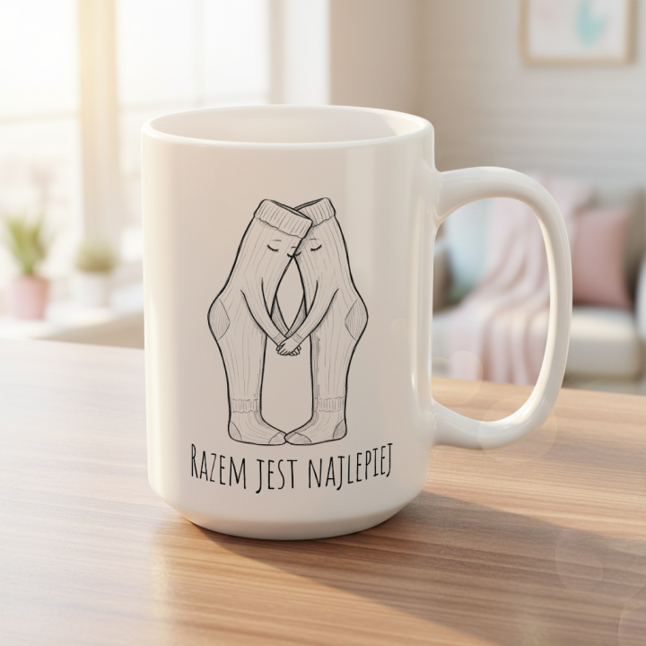 Kubek dla pary – skarpetki „RAZEM JEST NAJLEPIEJ”