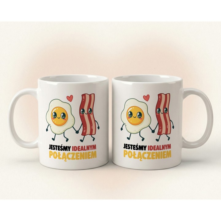 Kubek „Jesteśmy idealnym połączeniem” – jajko i bekon, śmieszny prezent dla par