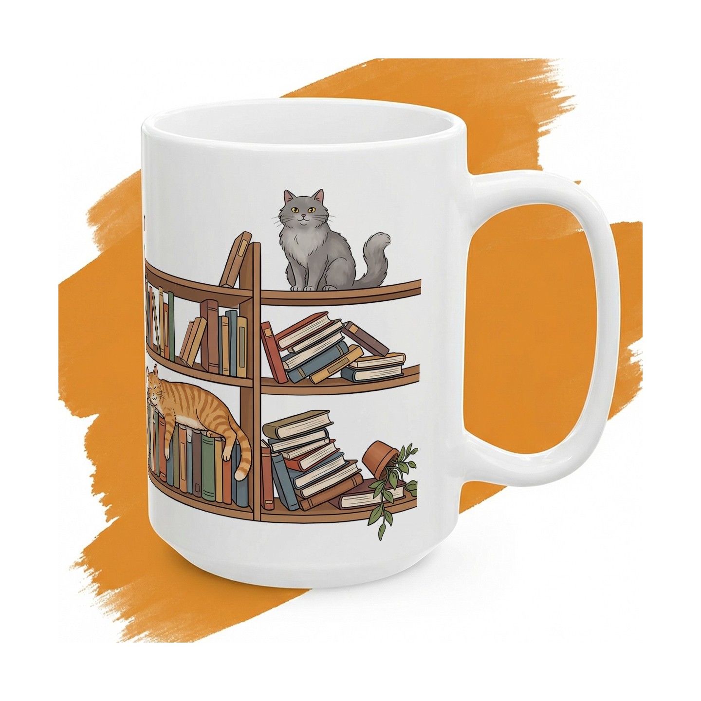 Kubek z nadrukiem Kocia biblioteka dla czytelnika pod kocim zarządem