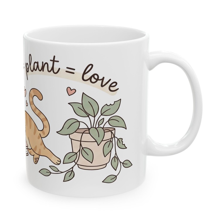 Kubek z nadrukiem Book Cat Plant Love dla czytelniczki i kociary | Wręcz Wspaniale