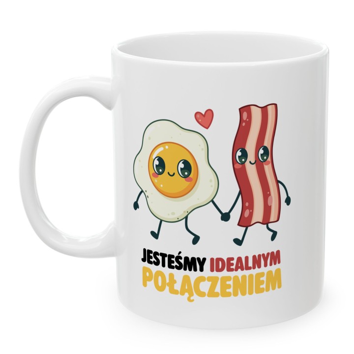 Kubek „Jesteśmy idealnym połączeniem” – jajko i bekon, śmieszny prezent dla par