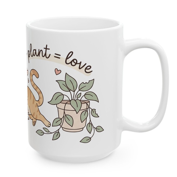 Kubek z nadrukiem Book Cat Plant Love dla czytelniczki i kociary | Wręcz Wspaniale