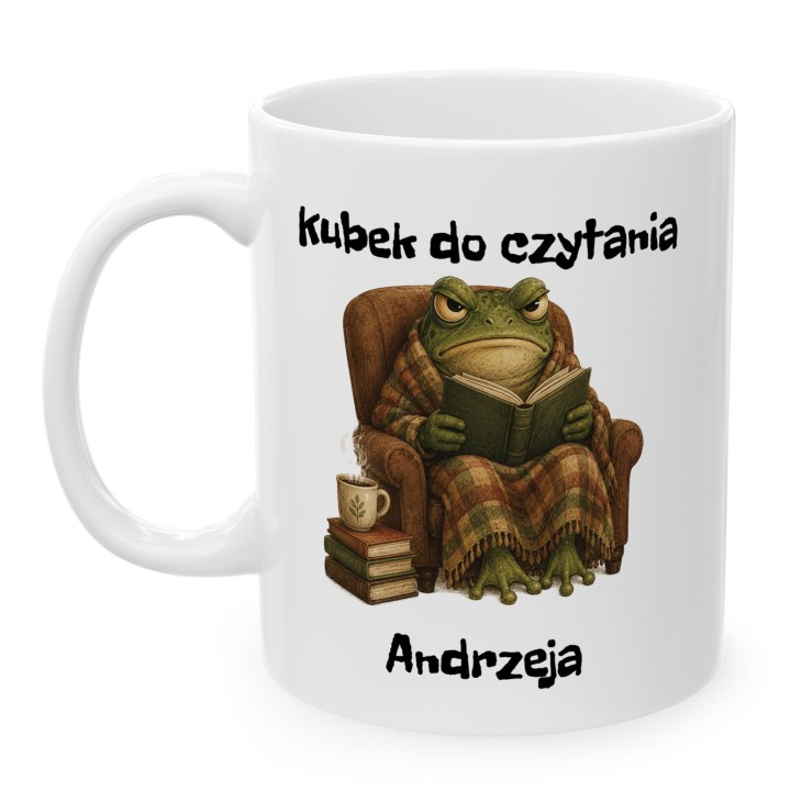 Personalizowany kubek do czytania z żabą i własnym tekstem | Wręcz Wspaniale