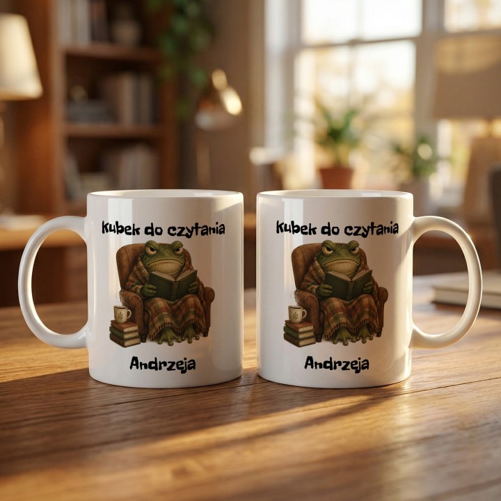 Personalizowany kubek do czytania z żabą i własnym tekstem | Wręcz Wspaniale