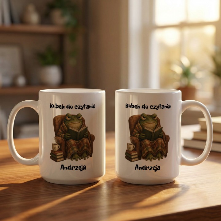 Personalizowany kubek do czytania z żabą i własnym tekstem | Wręcz Wspaniale