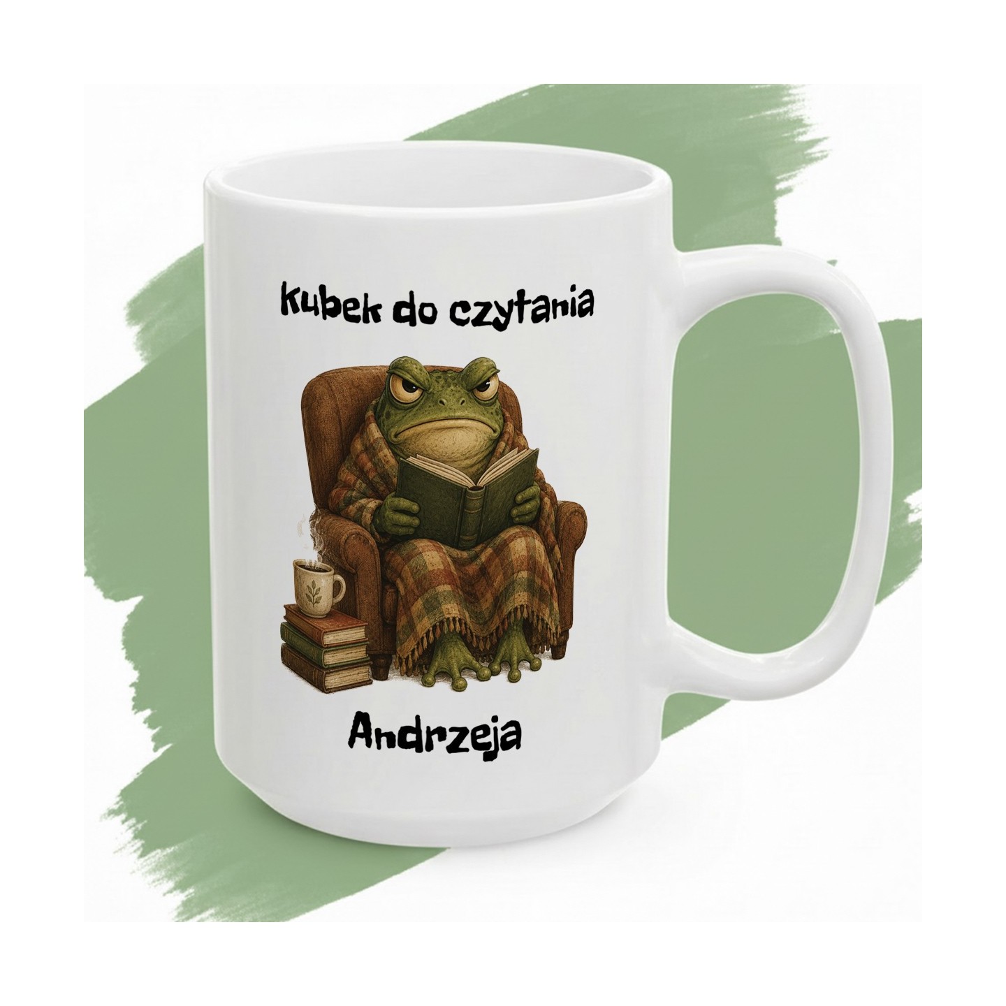 Kubek Personalizowany z nadrukiem do czytania z żabą i własnym tekstem