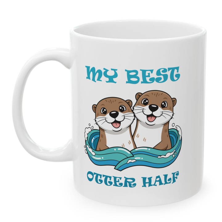 Kubek z nadrukiem „My Best Otter Half” - wydry dla par, prezent na Walentynki