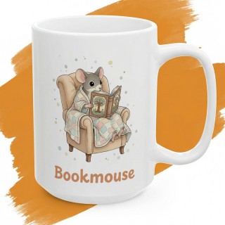 Kubek z nadrukiem „Bookmouse” z myszką dla czytelnika | Wręcz Wspaniale