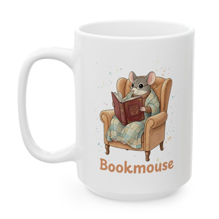 Kubek z nadrukiem „Bookmouse” z myszką dla czytelnika | Wręcz Wspaniale