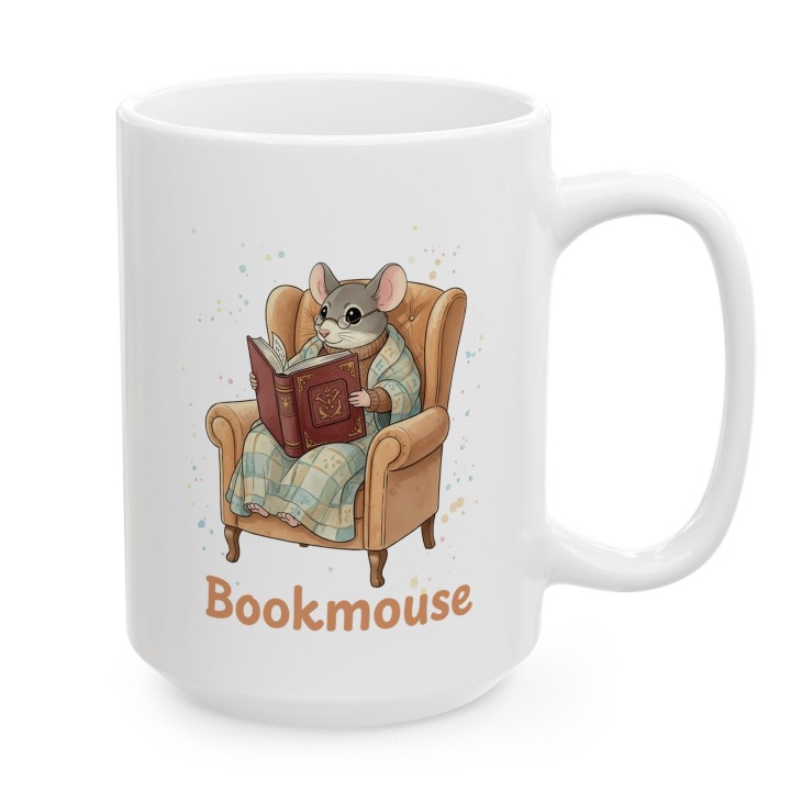 Kubek z nadrukiem „Bookmouse” z myszką dla czytelnika | Wręcz Wspaniale