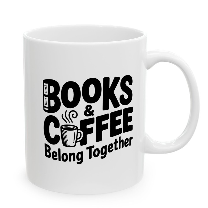 Kubek z nadrukiem Books & Coffee dla miłośnika książek i kawy | Wręcz Wspaniale