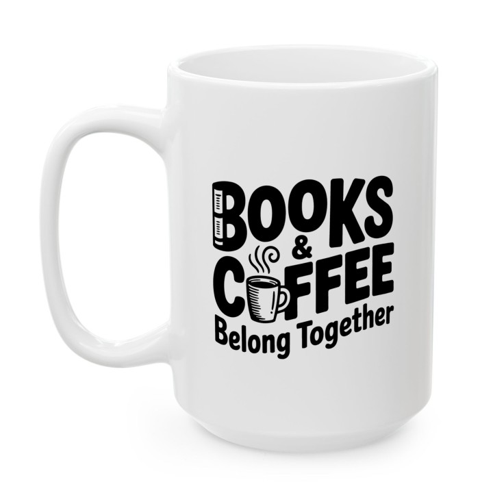 Kubek z nadrukiem Books & Coffee dla miłośnika książek i kawy | Wręcz Wspaniale