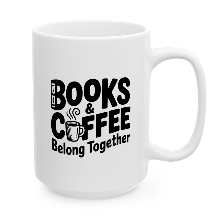 Kubek z nadrukiem Books & Coffee dla miłośnika książek i kawy | Wręcz Wspaniale