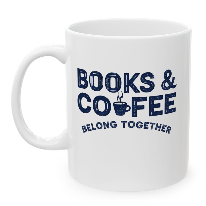 Kubek z nadrukiem Books & Coffee dla miłośnika książek i kawy | Wręcz Wspaniale