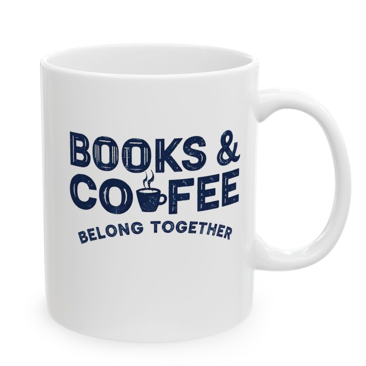 Kubek z nadrukiem Books & Coffee dla miłośnika książek i kawy | Wręcz Wspaniale