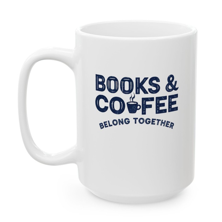 Kubek z nadrukiem Books & Coffee dla miłośnika książek i kawy | Wręcz Wspaniale