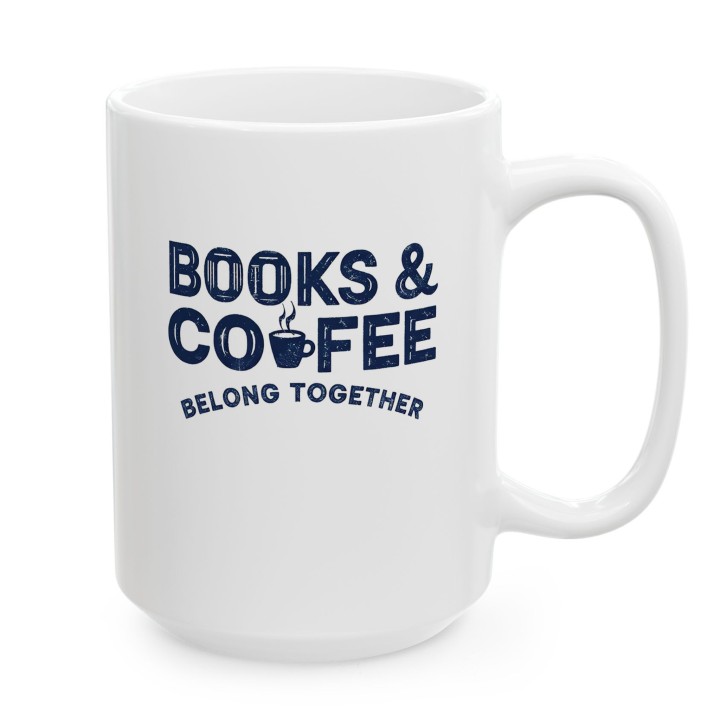 Kubek z nadrukiem Books & Coffee dla miłośnika książek i kawy | Wręcz Wspaniale