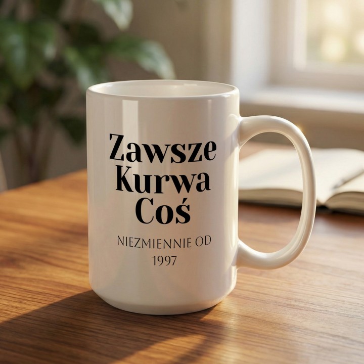 Kubek personalizowany Zawsze Kurwa Coś | Prezent z własną datą