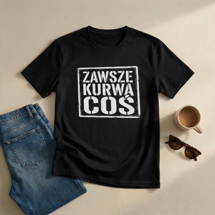 Koszulka Zawsze Kurwa Coś | T-shirt ze śmiesznym nadrukiem