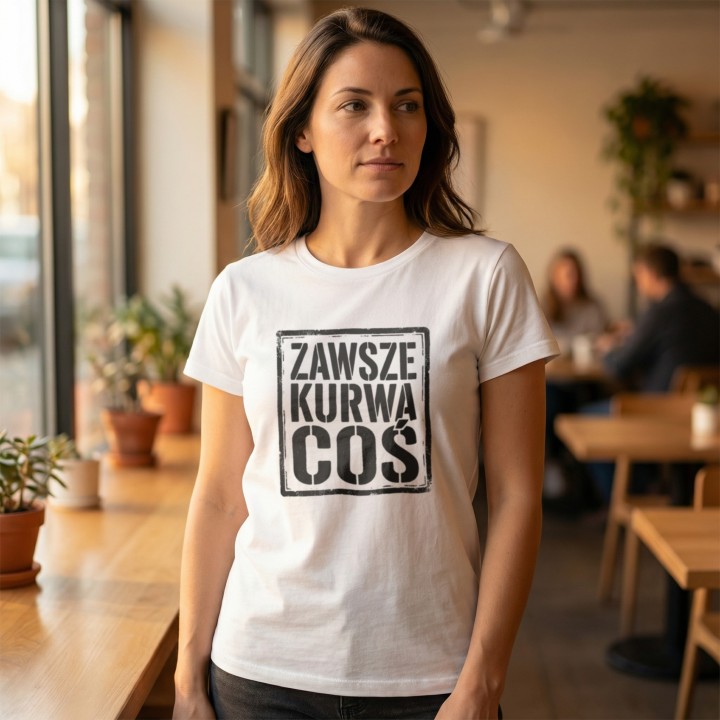 Koszulka Zawsze Kurwa Coś | T-shirt ze śmiesznym nadrukiem