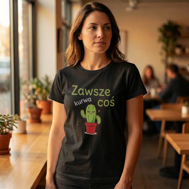 Koszulka Zły Kaktus Zawsze Kurwa Coś | T-shirt z kaktusem damski męski