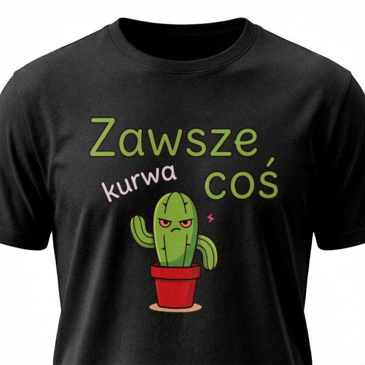 Koszulka Zły Kaktus Zawsze Kurwa Coś | T-shirt z kaktusem damski męski