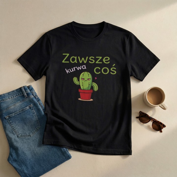 Koszulka Zły Kaktus Zawsze Kurwa Coś | T-shirt z kaktusem damski męski