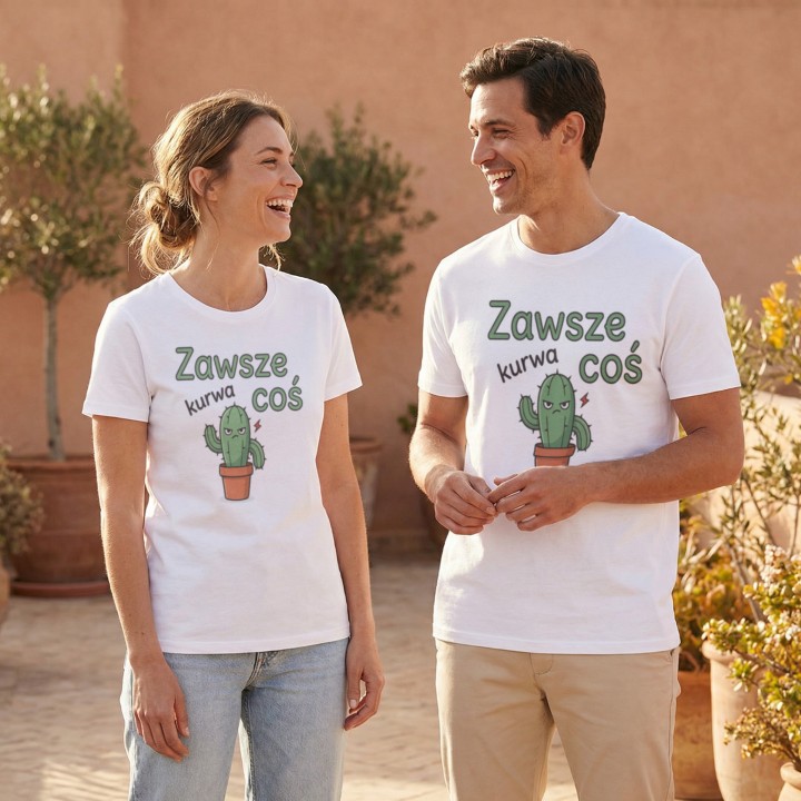 Koszulka Zły Kaktus Zawsze Kurwa Coś | T-shirt z kaktusem damski męski